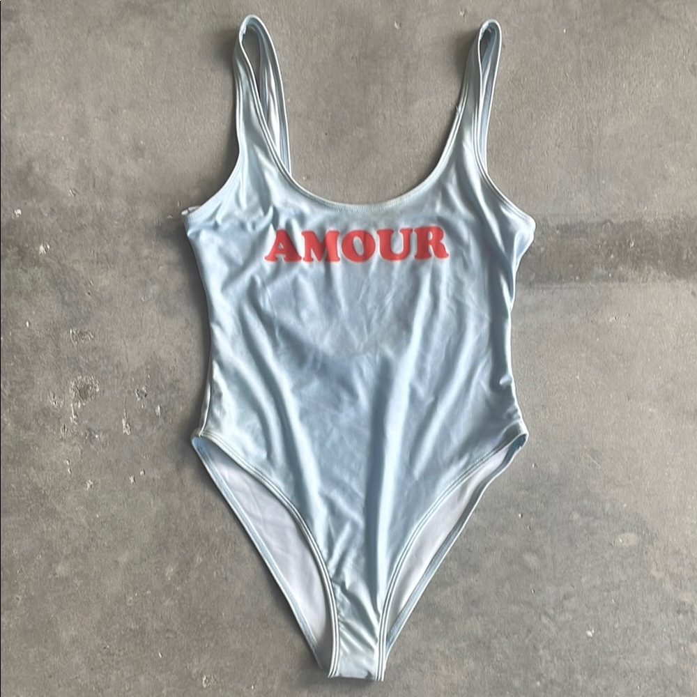 One piece silver swim suit